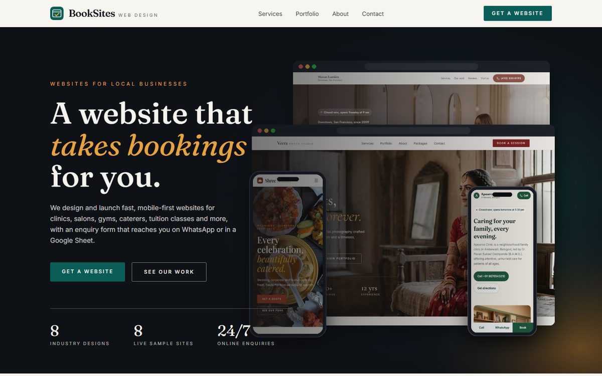 BookSites website design for local businesses